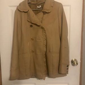 Tan pea coat, Crown and Ivy, size Large